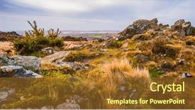  Presentation with summit - Slide set with h - roc'h trevezel summit of brittany background and a tawny brown colored foreground