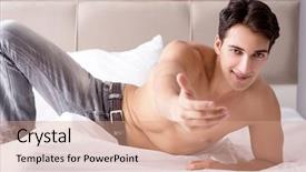  Presentation with sexy - PPT theme featuring h - young handsome shirtless guy showing background and a coral colored foreground