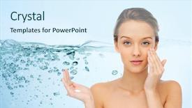  Presentation with cream - Cool new slide set with h2o - young woman applying cream backdrop and a  colored foreground