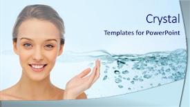  Presentation with indian woman bridal face - Slide set enhanced with h2o water - smiling young woman face background and a sky blue colored foreground