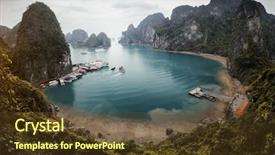  Presentation with lagoon - Cool new slide deck with ha long bay vietnam backdrop and a tawny brown colored foreground