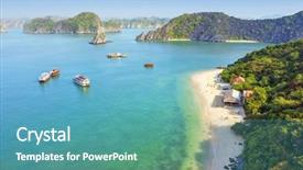  Presentation with asia - Beautiful presentation theme featuring ha long bay vietnam backdrop and a teal colored foreground