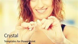  Presentation with smoking - Colorful presentation theme enhanced with bad habit - young woman quiting smoking backdrop and a blonde colored foreground