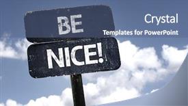  Presentation with clouds - PPT theme with habits mind - be nice sign with clouds background and a  colored foreground