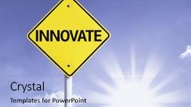  Presentation with highway road sign - Cool new presentation theme with habits mind - innovate road sign with sun backdrop and a light blue colored foreground