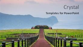  Presentation with island - Slide set featuring hachijojima-tokyo-japan-island-landscape background and a light blue colored foreground