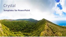  Presentation with volcano - PPT theme enhanced with hachijojima-tokyo-japan-volcano-caldera background and a sky blue colored foreground