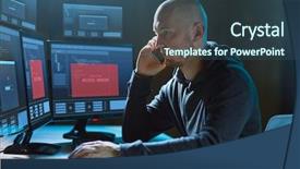  Presentation with computer hacking - Beautiful presentation design featuring hackeing - cybercrime hacking and technology concept backdrop and a ocean colored foreground