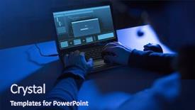  Presentation with computer hacking - Presentation theme with hackeing - cybercrime hacking and technology concept background and a navy blue colored foreground