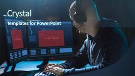  Presentation with computer virus - Colorful presentation enhanced with hackeing - cybercrime hacking and technology concept backdrop and a ocean colored foreground