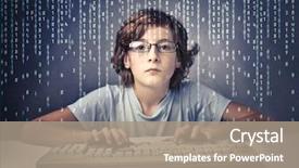  Presentation with computer hacker - Theme featuring hacker - child using a computer background and a coral colored foreground