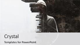  Presentation with hacker - Cool new PPT layouts with hacker - guy in hoody mixed media backdrop and a white colored foreground