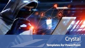  Presentation with privacy - Slide set with hacker - network security and privacy crime background and a ocean colored foreground