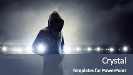 Presentation with spooky - Slide set enhanced with hacker - spooky criminal person mixed media background and a ocean colored foreground