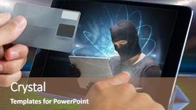  Presentation with credit card - Beautiful slide set featuring hacker and holding credit card backdrop and a coral colored foreground