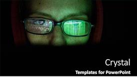  Presentation with reflecting - Cool new presentation with hacker-at-computer-data-reflecting backdrop and a black colored foreground