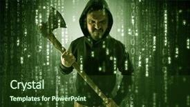  Presentation with hacker cloud - Slide set having hacker breaking in cyber security background and a tawny brown colored foreground