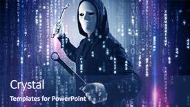  Presentation with hacker cloud - Audience pleasing slide set consisting of hacker breaking in cyber security backdrop and a ocean colored foreground