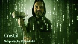  Presentation with hacker cloud - Amazing presentation theme having hacker breaking in cyber security backdrop and a tawny brown colored foreground