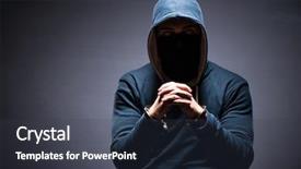  Presentation with crime - PPT theme featuring hacker caught for this crimes background and a tawny brown colored foreground