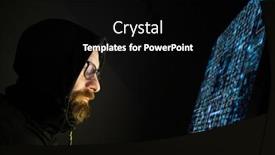  Presentation with coding - Theme enhanced with hacker-coding-at-night-cybersecurity background and a black colored foreground