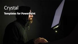  Presentation with computer hacker - Beautiful PPT layouts featuring hacker-coding-at-night-cybersecurity backdrop and a black colored foreground