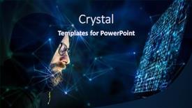  Presentation with coding - Slide deck with hacker-coding-at-night-cybersecurity background and a navy blue colored foreground