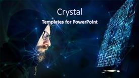  Presentation with coding - Amazing presentation having hacker-coding-at-night-cybersecurity backdrop and a navy blue colored foreground