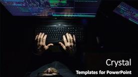  Presentation with cybersecurity - Presentation theme having hacker-coding-at-night-cybersecurity background and a black colored foreground