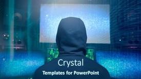  Presentation with cyber attack - Amazing PPT theme having hacker-coding-virus-ransomware-using backdrop and a ocean colored foreground