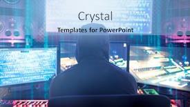  Presentation with cyber attack - Slide set enhanced with hacker-coding-virus-ransomware-using background and a light blue colored foreground