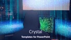  Presentation with cyber attack - Presentation theme enhanced with hacker-coding-virus-ransomware-using background and a navy blue colored foreground