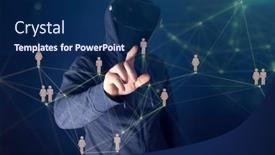  Presentation with cyber attack - Slide set enhanced with hacker-coding-virus-ransomware-using background and a navy blue colored foreground