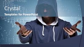  Presentation with financial system - Presentation theme featuring hacker-hacking-banking-financial-system background and a teal colored foreground