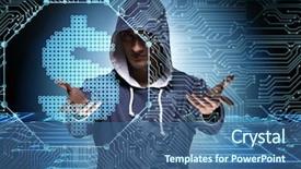  Presentation with financial fraud - Theme enhanced with hacker hacking banking financial system background and a ocean colored foreground