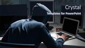  Presentation with computer hacking - Theme with hacker-hacking-computer-at-night background and a tawny brown colored foreground