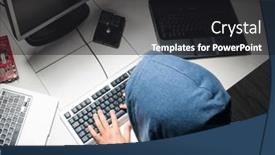  Presentation with hacking - Presentation design enhanced with hacker-hacking-computer-at-night background and a dark gray colored foreground
