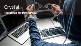  Presentation with hacking - Amazing PPT layouts having hacker hacking computer at night backdrop and a dark gray colored foreground