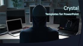  Presentation with computer hacking - Cool new presentation theme with hacker hacking computer at night backdrop and a wine colored foreground
