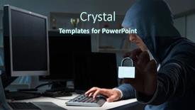  Presentation with computer hacking - PPT layouts featuring hacker-hacking-computer-at-night background and a tawny brown colored foreground