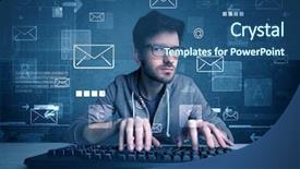  Presentation with password hacking - Presentation theme featuring hacker hacking email address password background and a  colored foreground