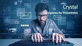  Presentation with hacking - PPT theme featuring hacker hacking email address password background and a ocean colored foreground