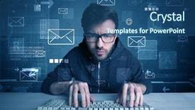  Presentation with password hacking - Presentation theme featuring hacker hacking email address password background and a ocean colored foreground