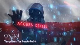  Presentation with hacker - Beautiful PPT layouts featuring hacker holding laptop while gesturing against digitally generated polish flag rippling backdrop and a navy blue colored foreground