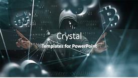  Presentation with crypto - PPT layouts featuring hacker hunting for crypto currency background and a ocean colored foreground