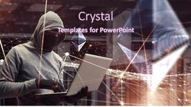  Presentation with hunting - Amazing slide set having hacker hunting for crypto currency backdrop and a wine colored foreground