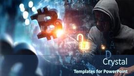  Presentation with crypto - Slide set enhanced with hacker hunting for crypto currency background and a ocean colored foreground
