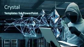  Presentation with crypto - Colorful presentation enhanced with hacker hunting for crypto currency backdrop and a ocean colored foreground