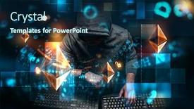  Presentation with hunting - Colorful slides enhanced with hacker-hunting-for-crypto-currency backdrop and a navy blue colored foreground