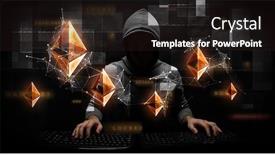  Presentation with crypto - Presentation theme having hacker-hunting-for-crypto-currency background and a wine colored foreground